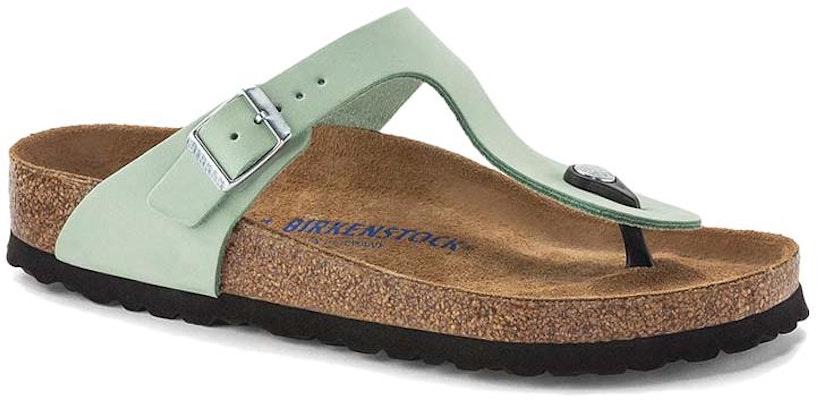 Birkenstock Gizeh Matcha Green Soft Footbed Nubuk Leather 1024062 Fashion Slippers