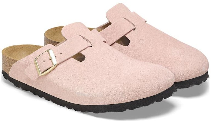 Birkenstock Boston Light Rose Pink Suede Leather Narrow Fit 1026171 Fashion Slippers