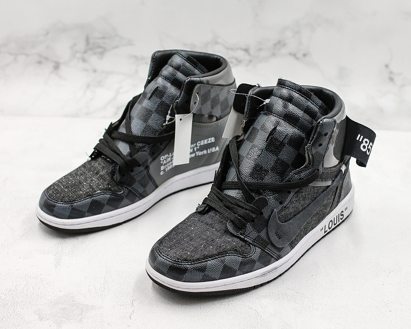 Nike Air Jordan 1 Off-Louis LV Black check Sneakers