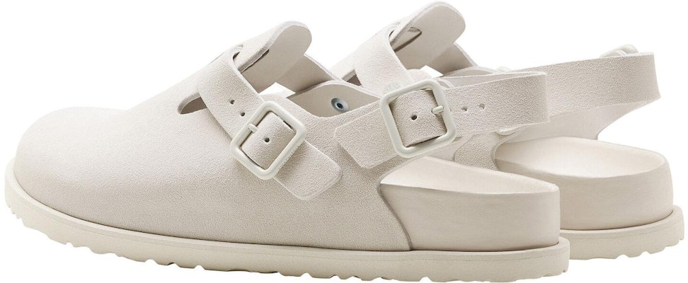 Birkenstock 1774 III Tokio 1025950 Suede Leather Bone White Covered-Toe Slippers