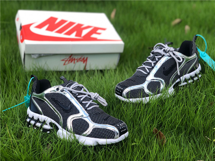 Nike Air Zoom Spiridon Cage 2 Stussy Pure Platinum Black White Sneakers