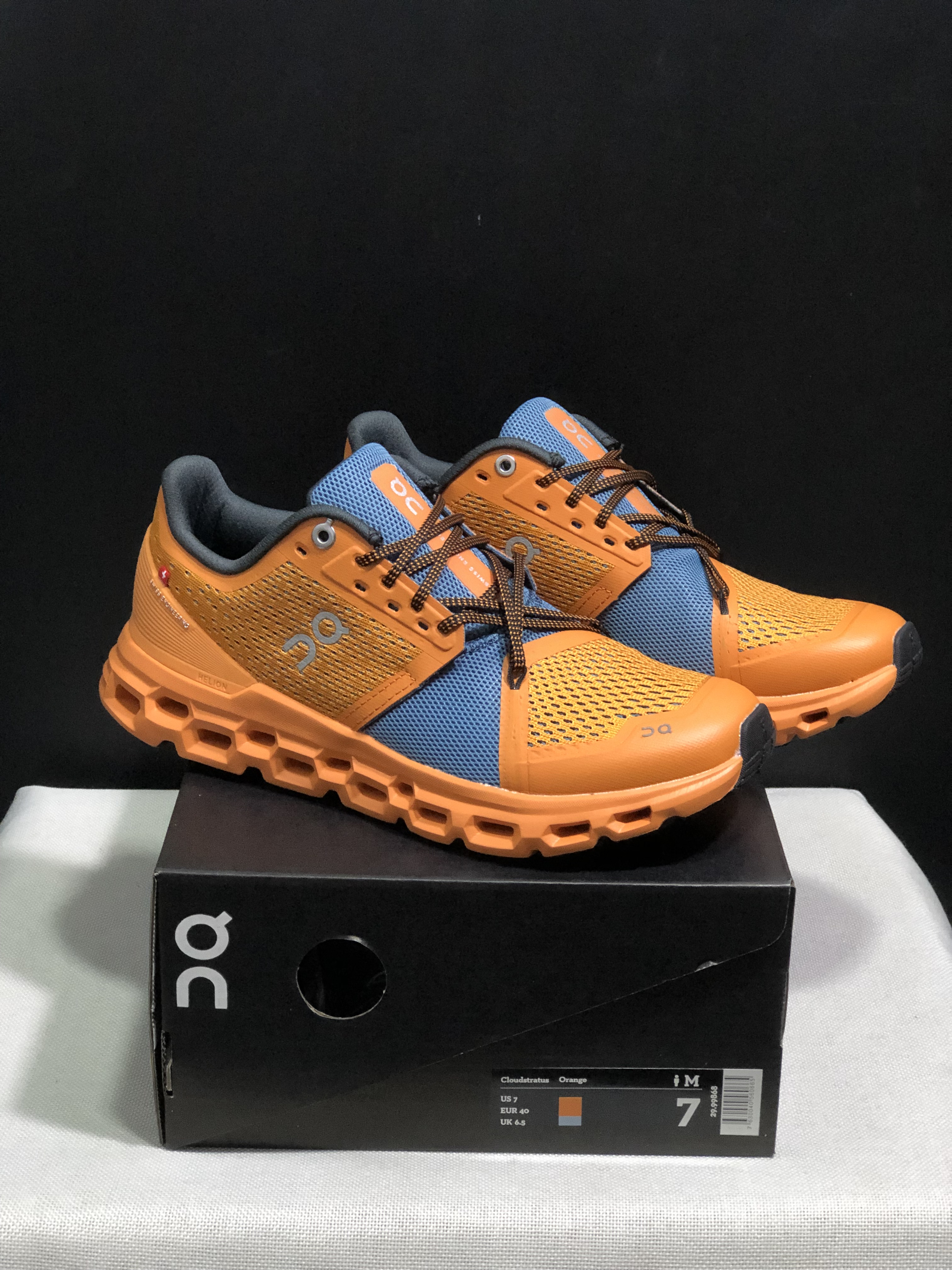 On Running Cloudstratus Shock-Absorbing And Breathable Running Shoes Orange/Blue