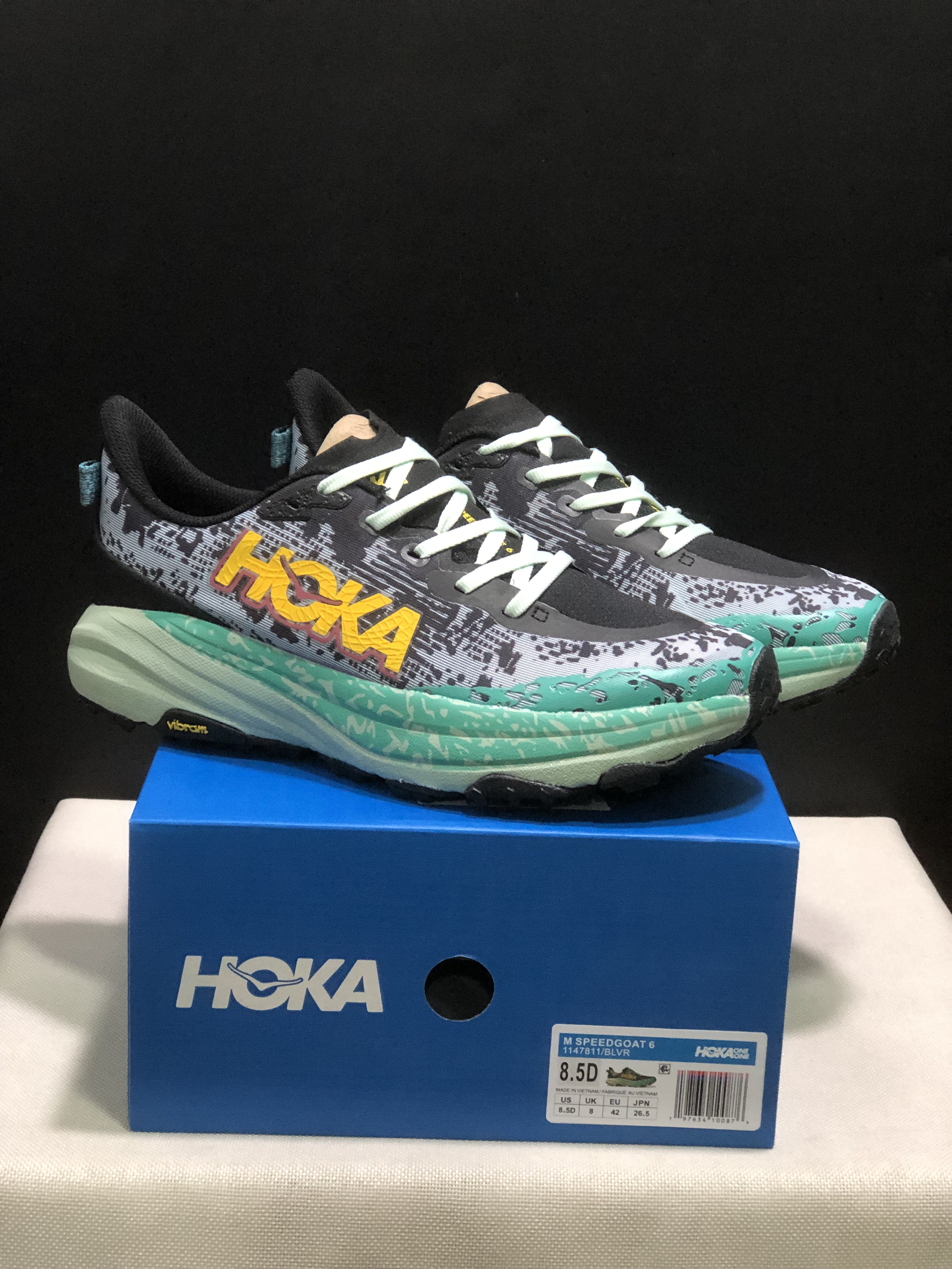 Hoka One One Speedgoat 6 Trail Running Shoes Sneakers Gray/Teal