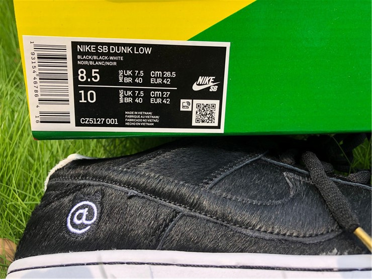 Nike SB Dunk Low Medicom Toy 2020 Pony Hair Black Sneakers