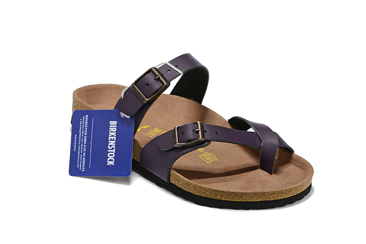 Birkenstock Two-Button Purple Ringfinger Matte Leather Slippers
