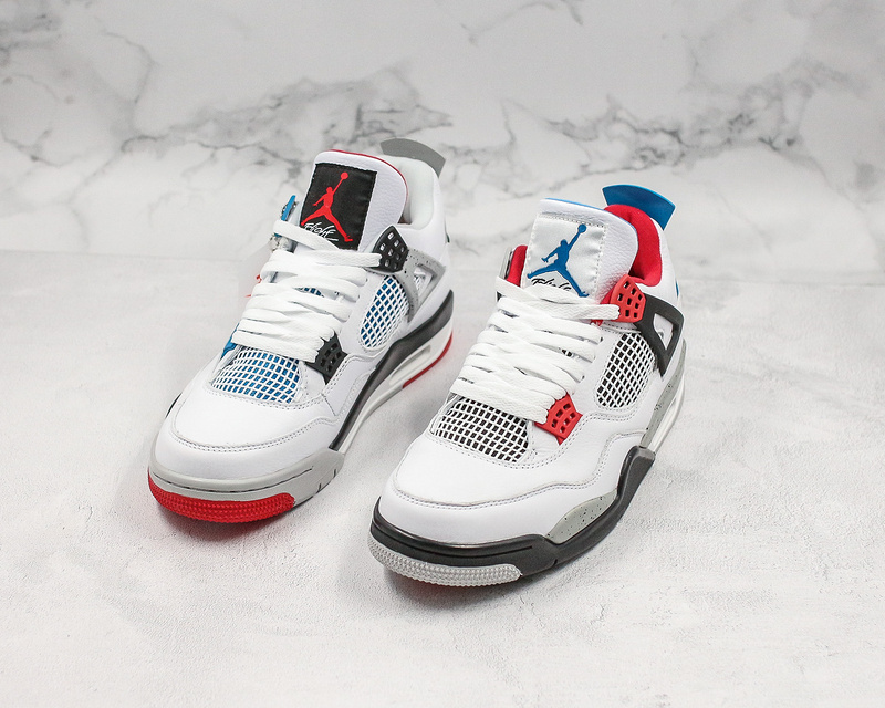 Nike Air Jordan 4 Retro SE Mid What The White/Red/Blue Mandarin Duck Style Sneakers
