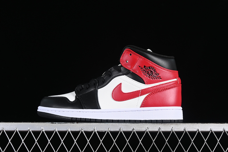 Nike Air Jordan 1 Mid Toe Sail Off Noir White Gym Red Sneakers