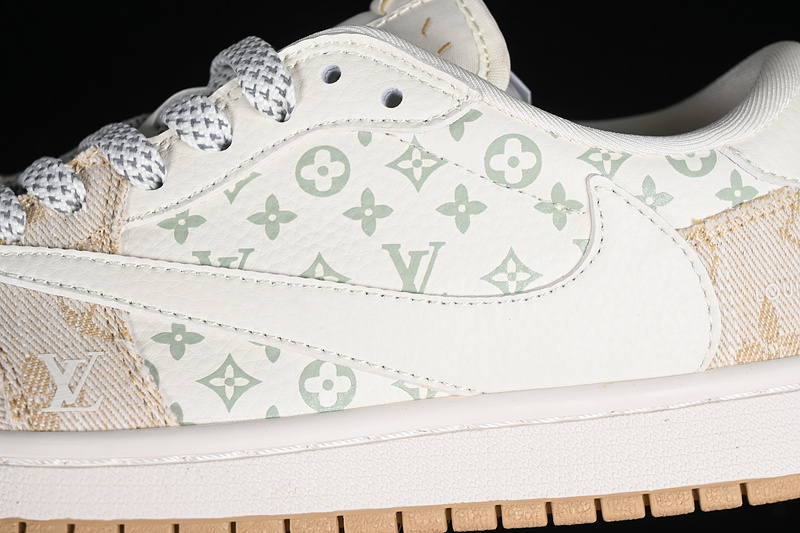 Nike Air Jordan 1 Low OG SP Travis Scott Fragment Design LV White Khaki Sneakers