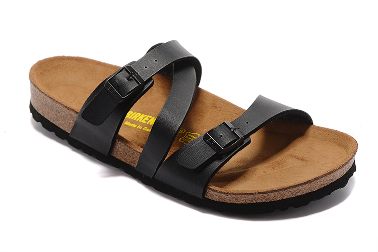 Birkenstock Black Thin Belt Double Buckle Matte Leather Sandals