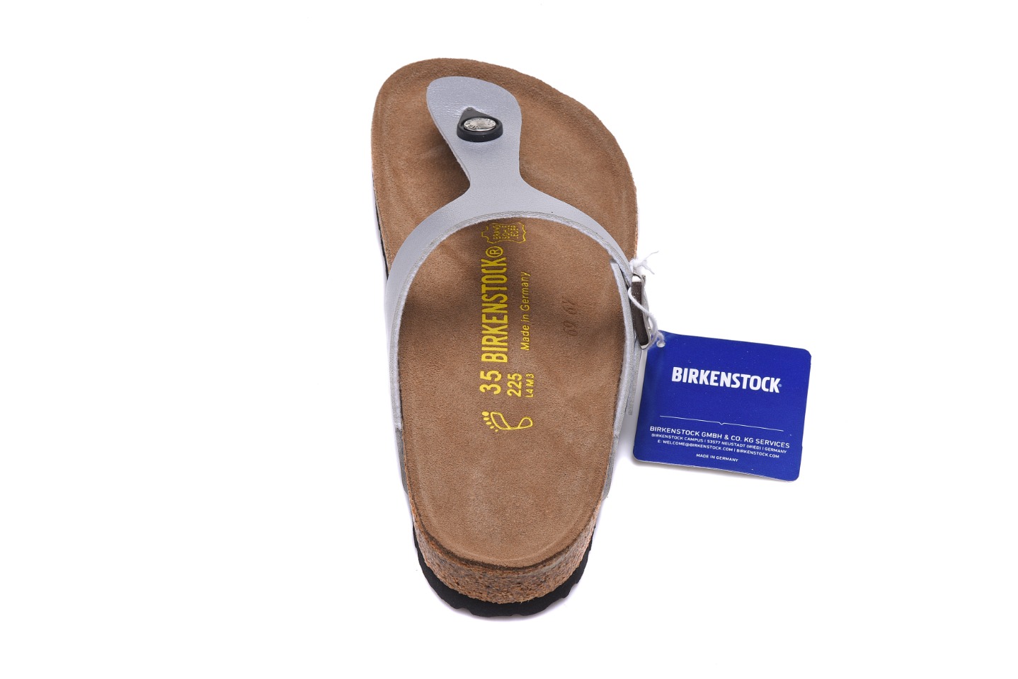 Birkenstock Silver Casual Matte Leather Flip Flops