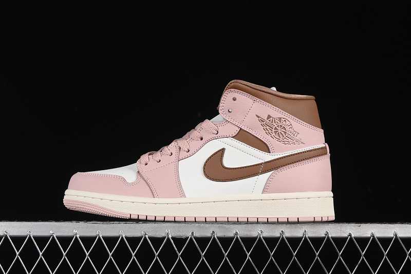 Nike Air Jordan 1 Mid Oxford Sail Archaeo Brown White Pink Sneakers