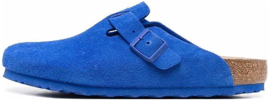 Birkenstock Boston Ultra Blue Suede Leather 1022556 Covered-Toe Slippers