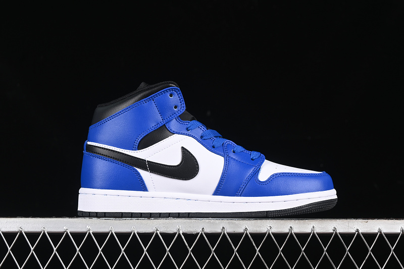 Nike Air Jordan 1 Mid Black White Blue Sneakers