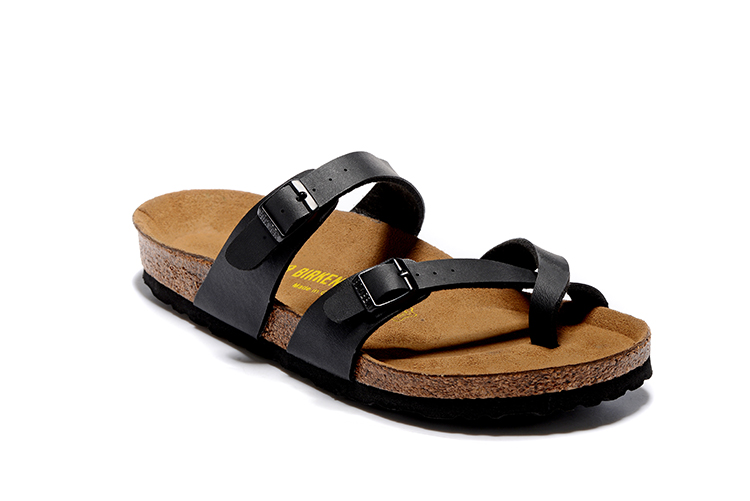 Birkenstock Black Comfort Toe-Loop Leather Sandals