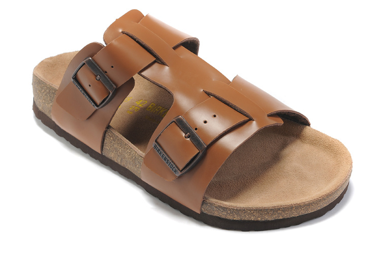 Birkenstock Two-Button Brown Matte Leather Individuality Slippers
