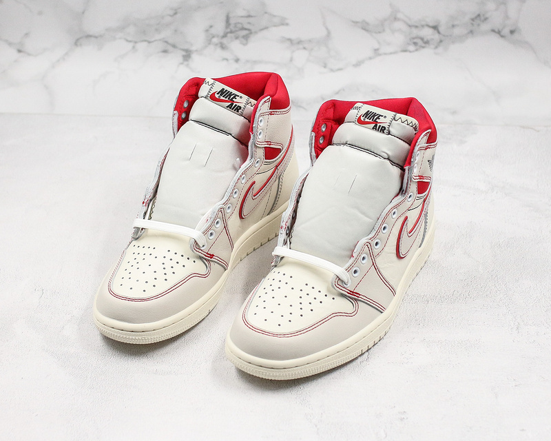 Nike Air Jordan 1 Retro High-Top Phantom White Red Sneakers