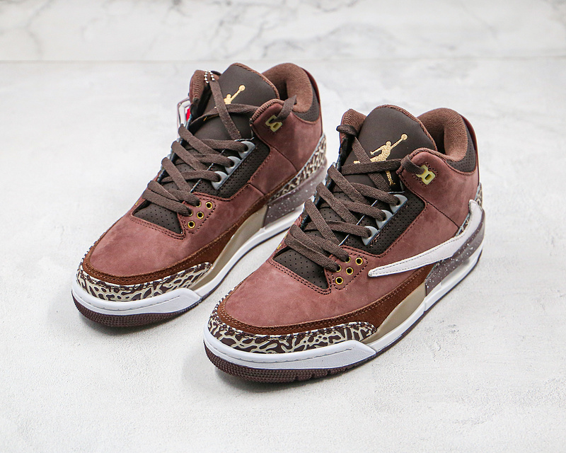 Nike Air Jordan 3 Retro Travis Scott Desert Cement Dark Brown Sneakers