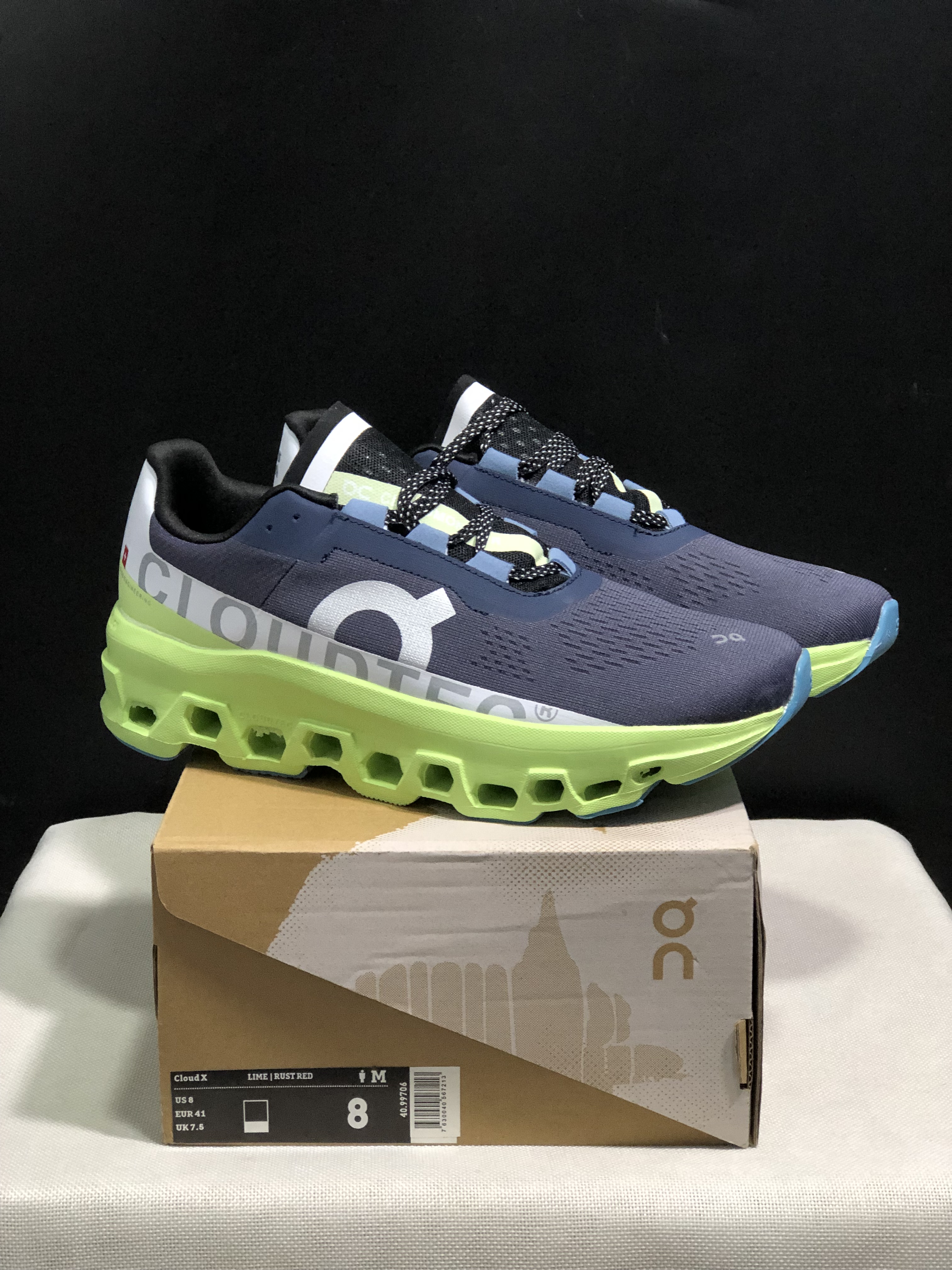 On Running Cloudmonster Anti-Slip Running Shoes Dark Blue/Green