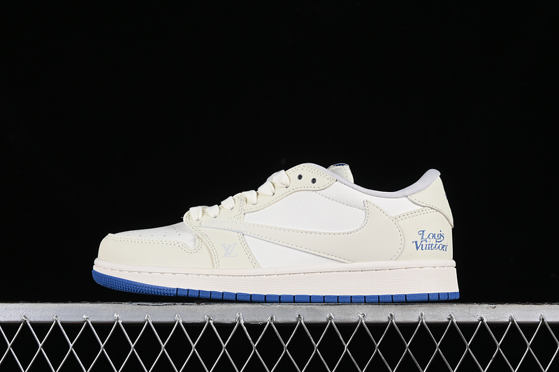 Nike Air Jordan 1 Low OG SP Travis Scott Fragment Design LV White Grey Navy Sole Sneakers