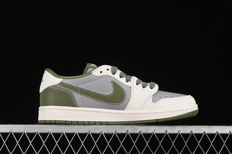 Nike Air Jordan 1 Low Travis Scott Fragment Design OG SP BAPE White Grey Green Sneakers