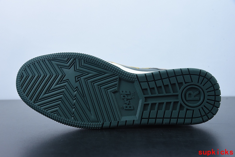 A Bathing Ape Bape Sta Sk8 Gray And Yellow Embossed Patent Leather