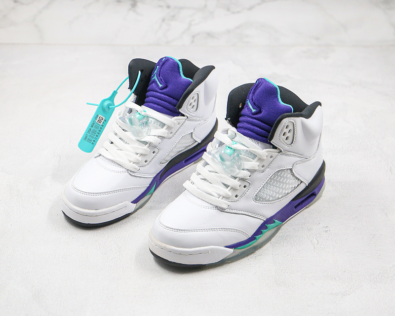 Nike Air Jordan 5 Retro White Grape Purple Sneakers