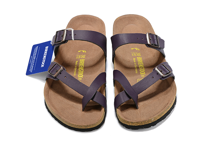 Birkenstock Two-Button Purple Ringfinger Matte Leather Slippers