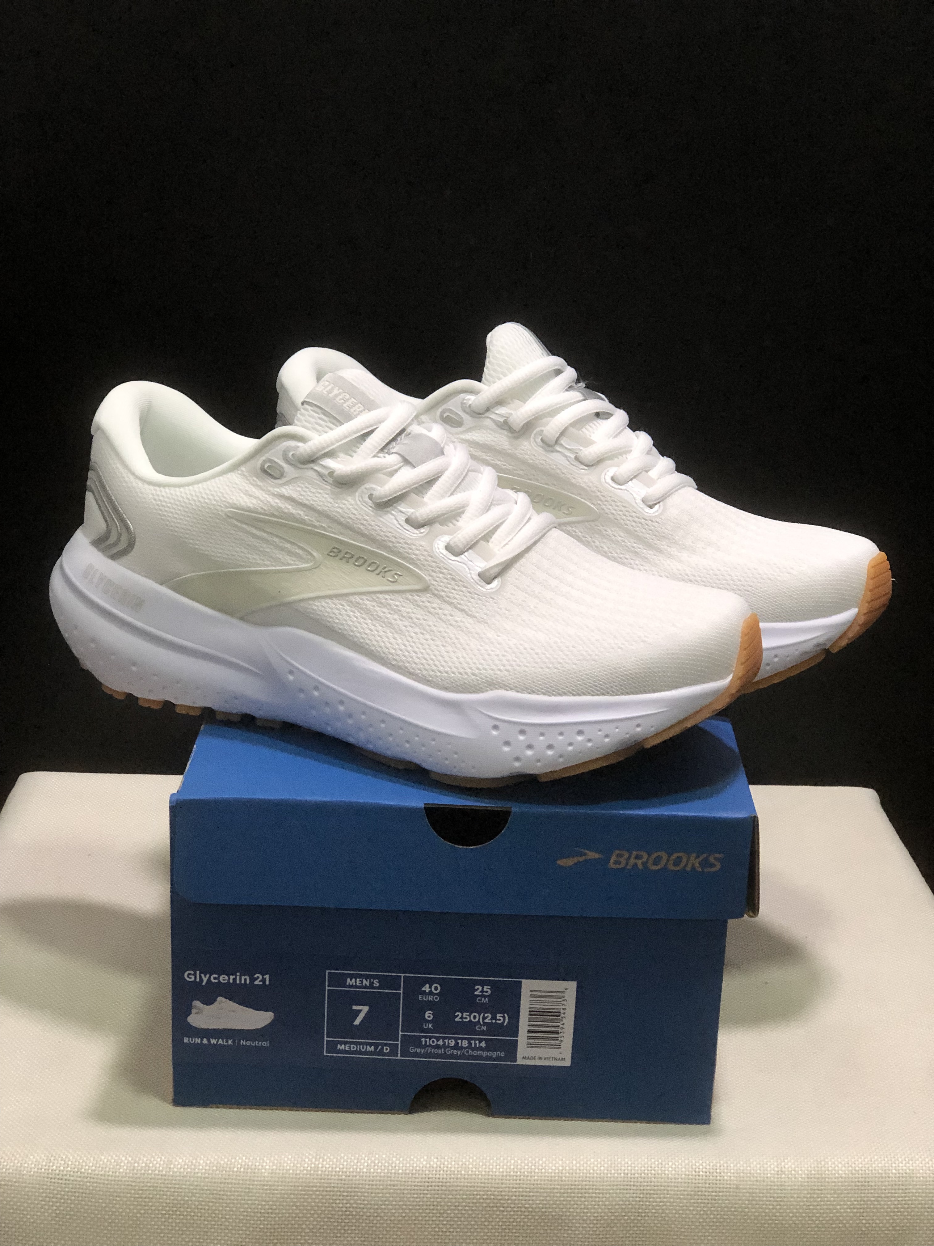 Brooks Glycerin 21 Men's Low-top Casual Running Shoes White