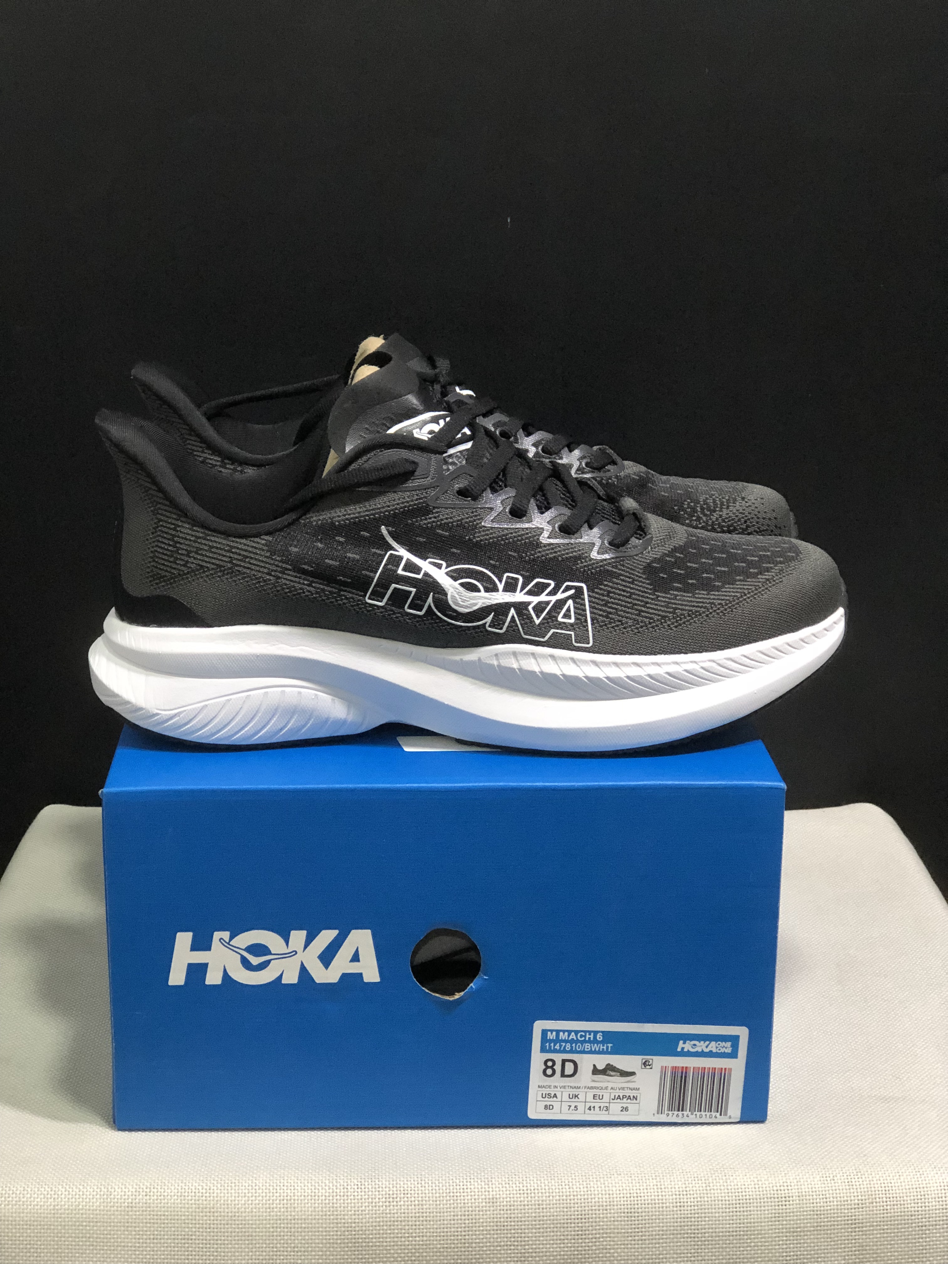 Hoka One One Mach 6 Wear-resistant Breathable Low-top Running Shoes Sneakers Black