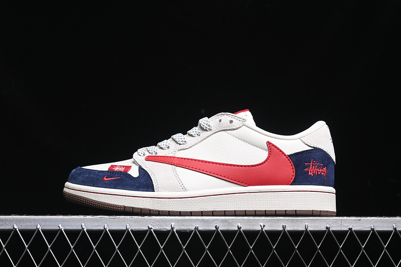 Travis Scott Fragment Design Nike Air Jordan 1 Low OG SP Red Blue White Fashion Sneakers