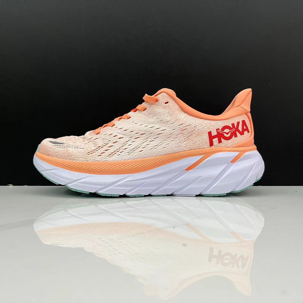 Hoka One One Clifton 8 Women's Fashion Shoes Shock-absorbing Sneakers Light Orange