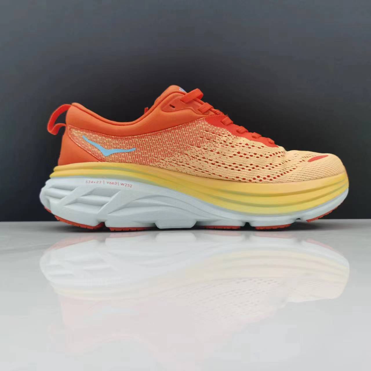 Hoka One One Bondi 8 Orange/Yellow Breathable Low-top Running Shoes Sneakers