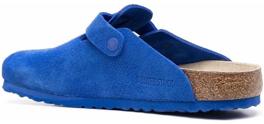 Birkenstock Boston Ultra Blue Suede Leather 1022556 Covered-Toe Slippers