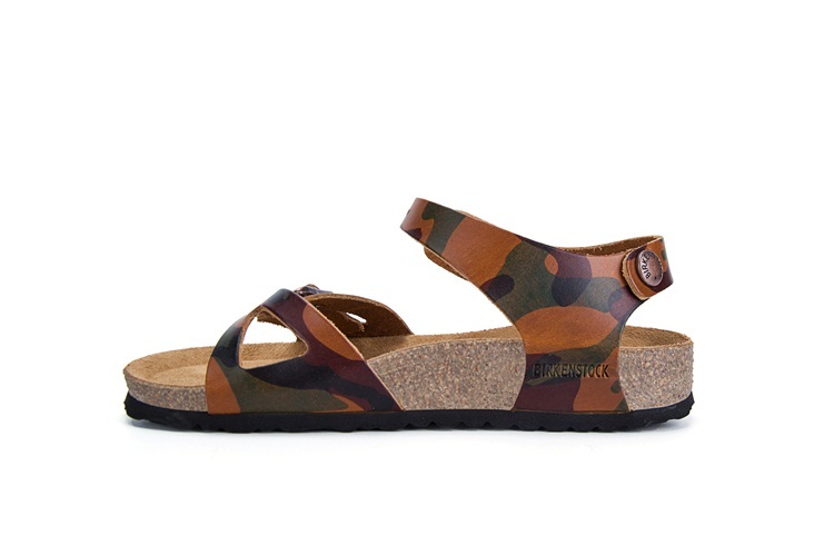Birkenstock Single Button Brown Camouflage Matte Leather Sandals