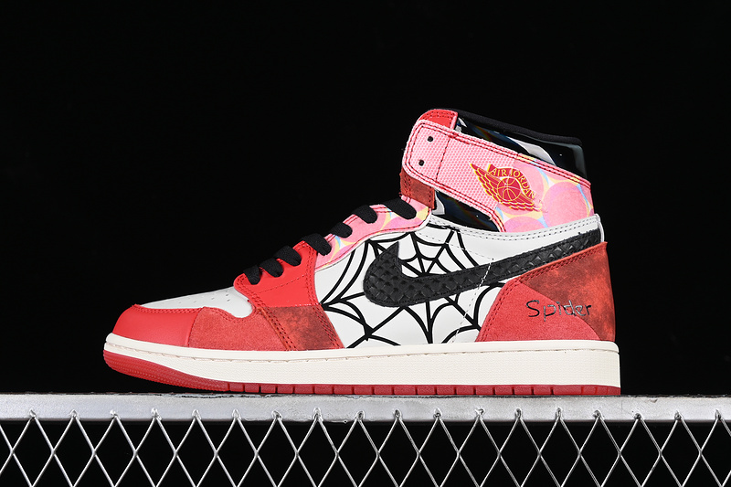 Nike Air Jordan 1 Retro High Marvel Spider-Man Custom Red White Sneakers