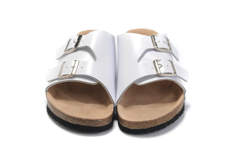 Birkenstock Two Buttons White Matte Leather Fashion Slippers