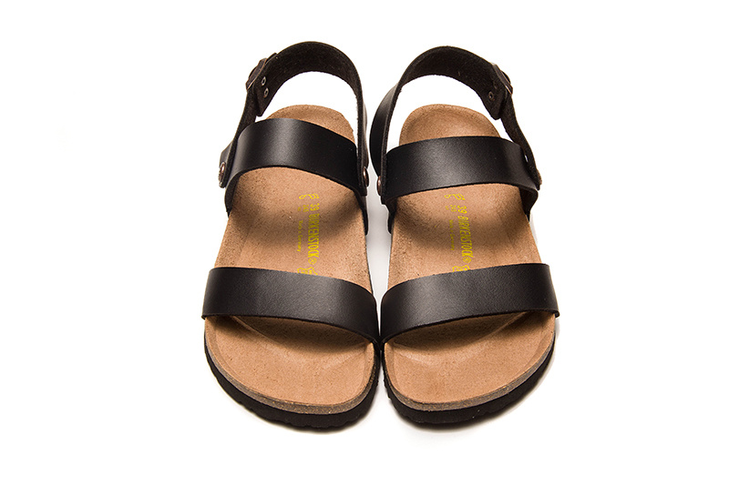 Birkenstock Black Casual Matte Leather Strappy Sandals