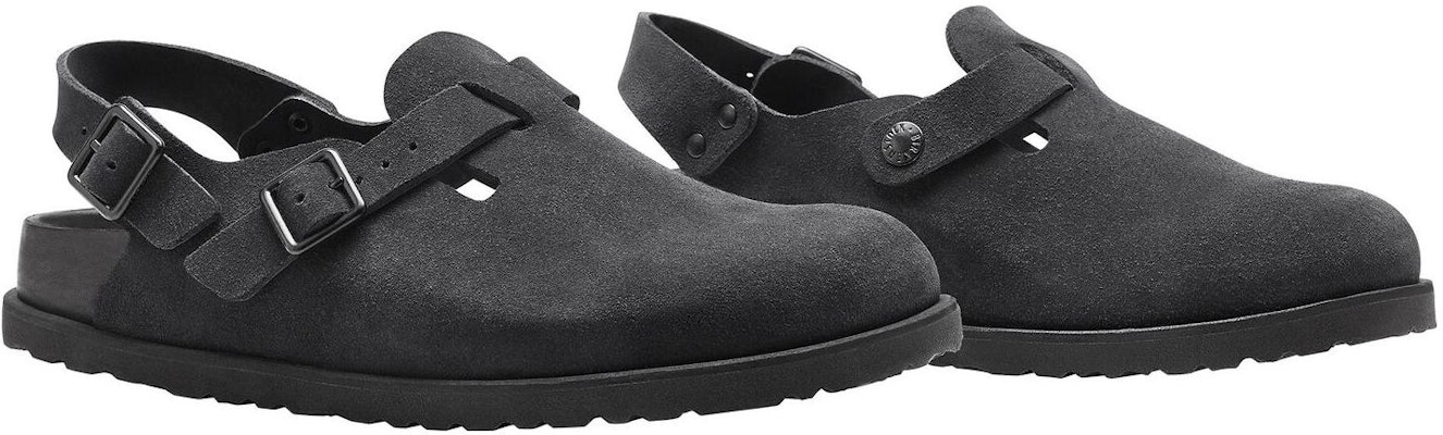 Birkenstock 1774 IV Tokio 1025897 Black Suede Leather Covered-Toe Slippers