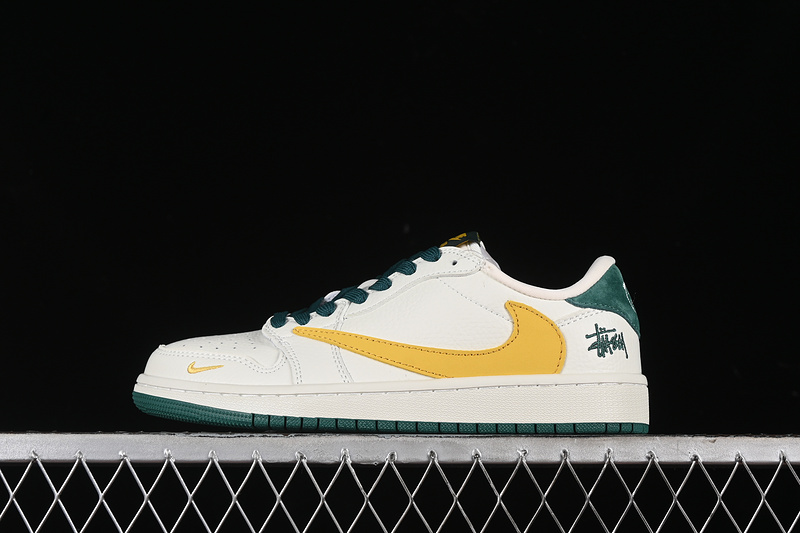 Nike Air Jordan 1 Low OG SP Travis Scott Fragment Design White Green Yellow Sneakers