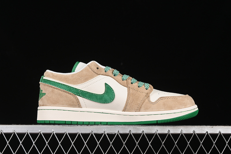 Nike Air Jordan 1 Low White Green Brown Sneakers