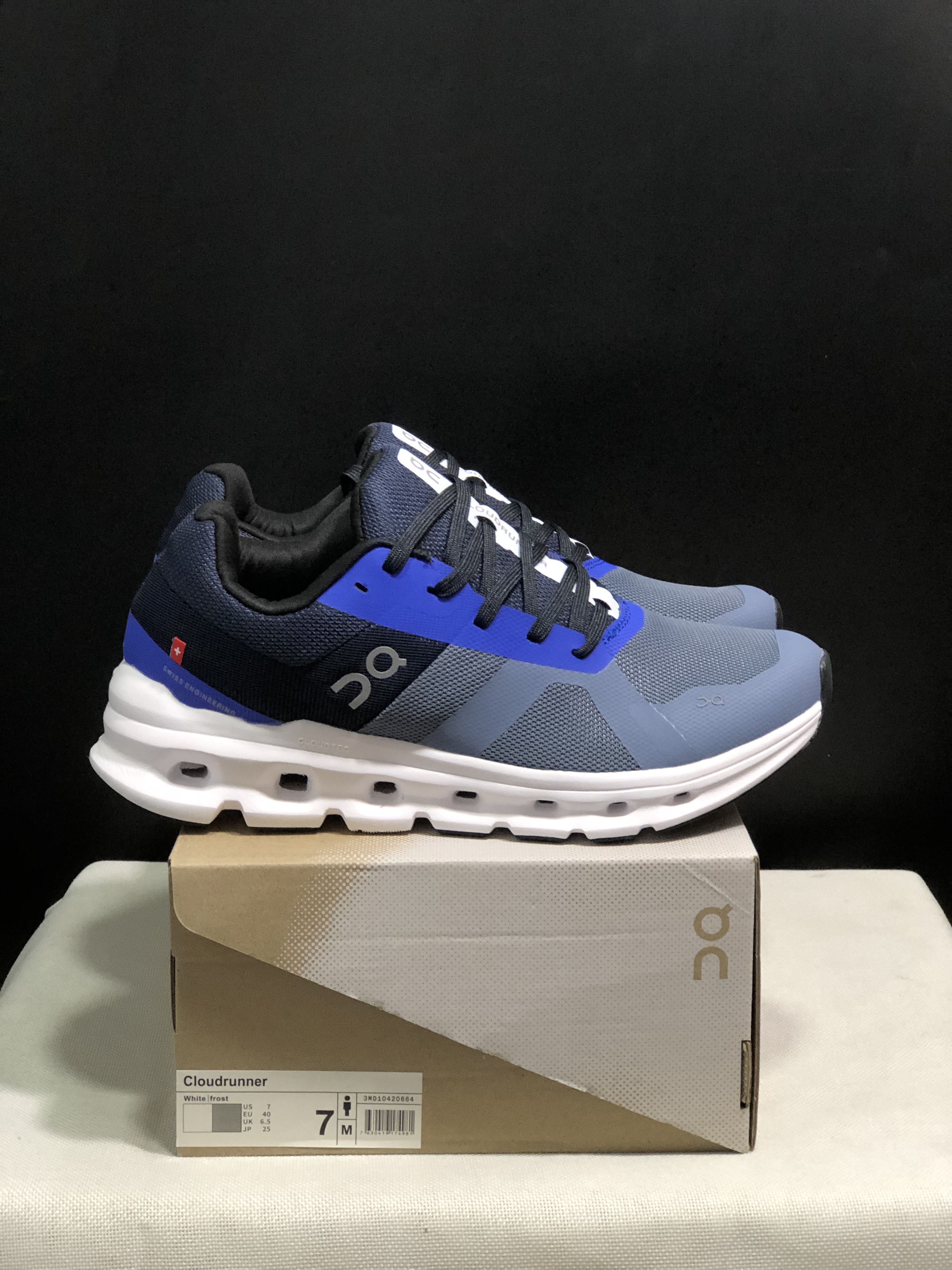 On Running Cloudrunner Anti-Slip Sports Running Shoes Haze Blue/White