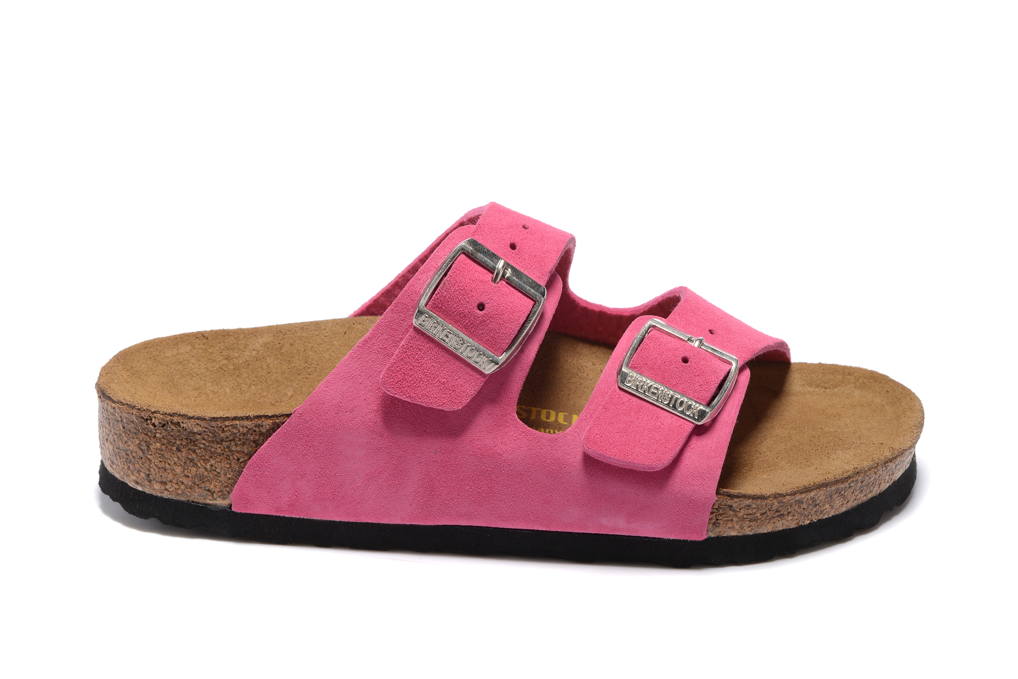 Birkenstock Arizona Rose Red Two Buckle Suede Leather Sandal