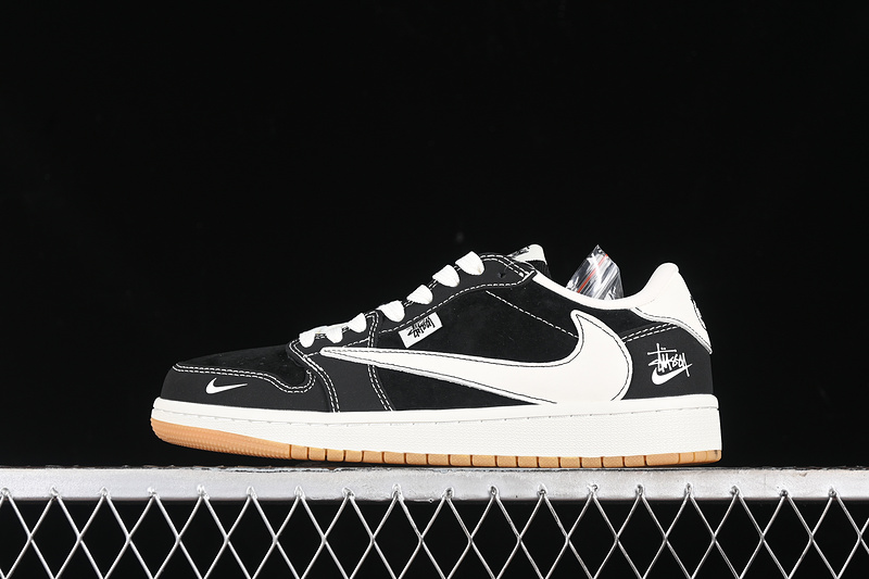 Travis Scott Fragment Design Nike Air Jordan 1 Low OG SP White Sole Black Sneakers