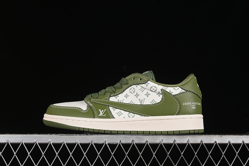 Nike Air Jordan 1 Low OG SP Travis Scott Fragment Design LV Green White Sneakers