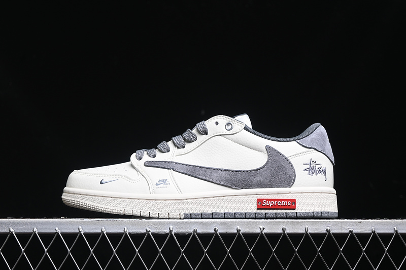 Travis Scott Fragment Design Nike Air Jordan 1 Low OG SP Medium Grey White Fashion Sneakers