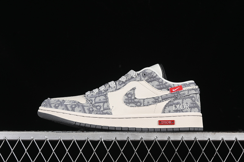 Nike Air Jordan 1 Low DIOR White Grey Sneakers