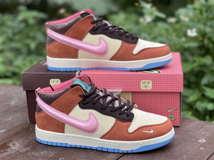 Nike Dunk Mid Social Status Chocolate Milk Brown Pink Multicolor Sneakers