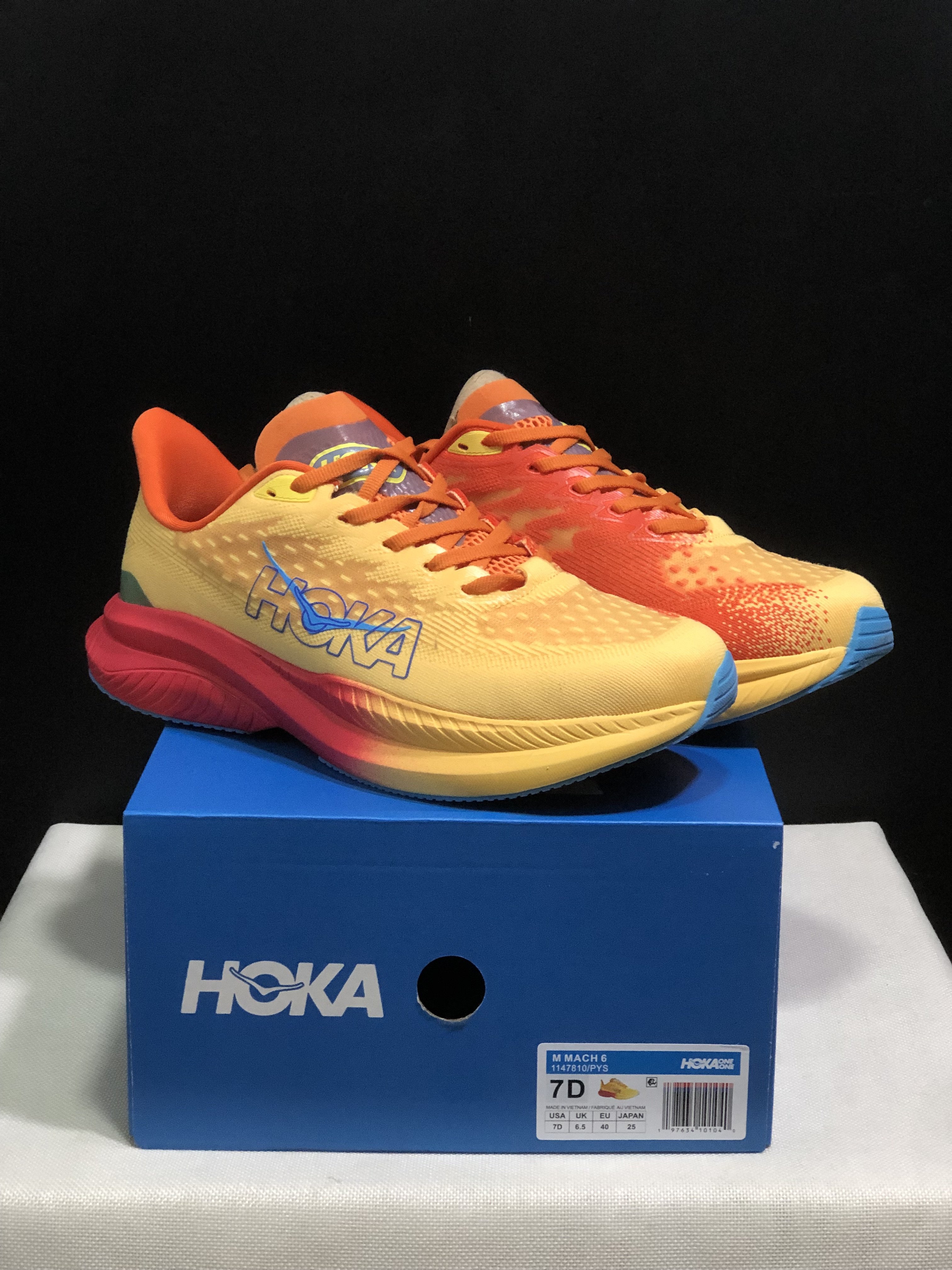 Hoka One One Mach 6 Wear-resistant Breathable Low-top Running Shoes Sneakers Yellow