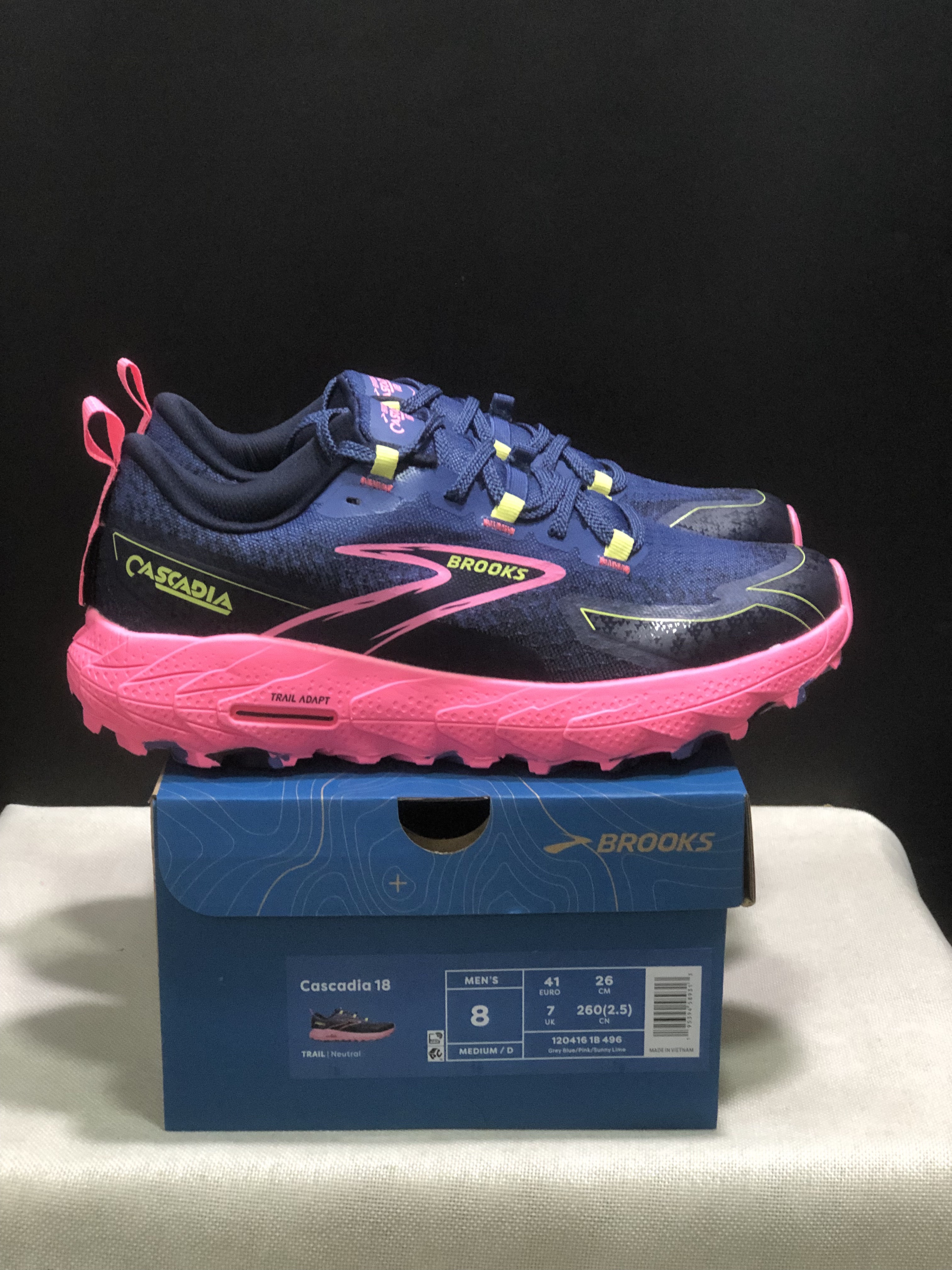 Brooks Cascadia 18 Low-top Running Shoes Grey Blue/Pink/Sunny Lime