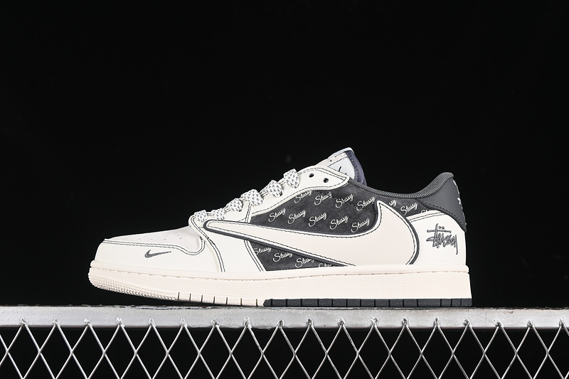 Travis Scott Fragment Design Nike Air Jordan 1 Low OG SP Wolf Grey White Sneakers